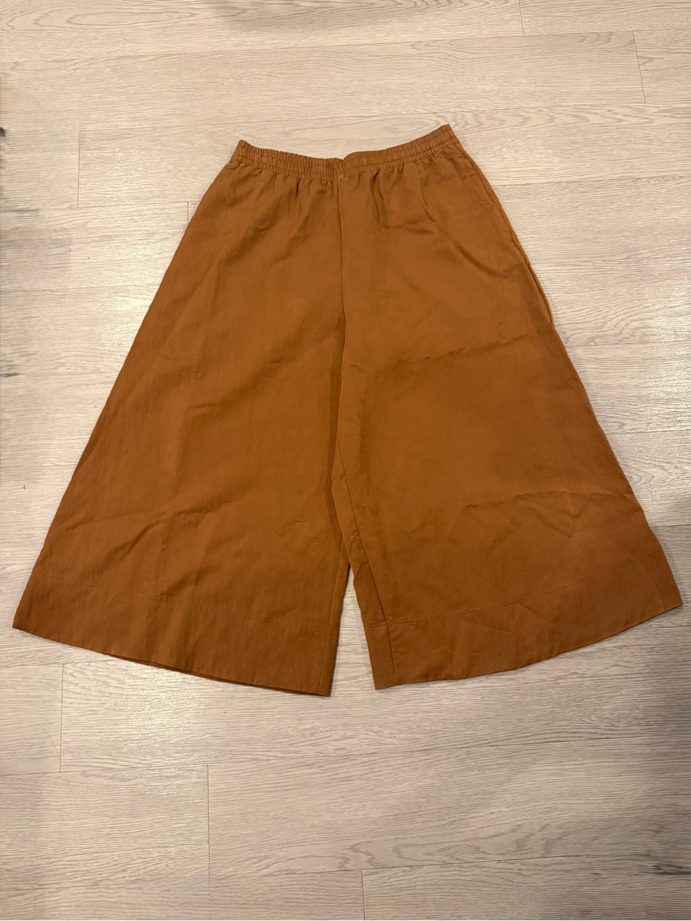 COS Minimalist Brown Elastic Waist Wide Leg Culotte Pants Size 12 Lagenlook